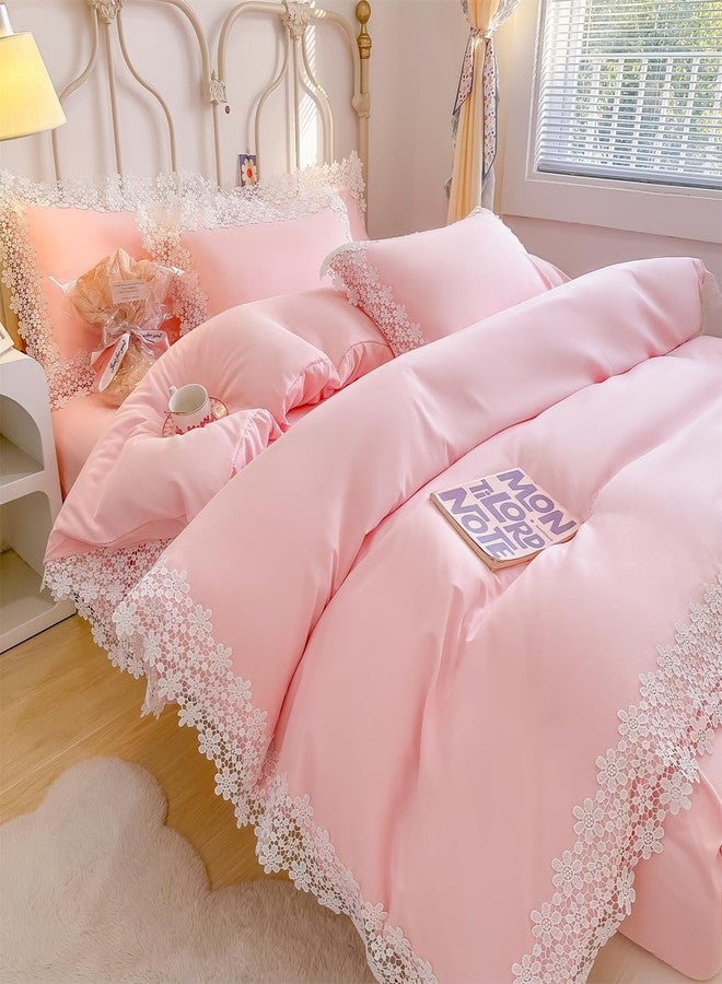 IHOUSTRIY Lace Duvet Cover Twin Size, Chic Ruffle Beddding Set, 2 Pieces Comforter Cover Set with Zipper Closure, Girl Bedding with Pillowcase - Image 2