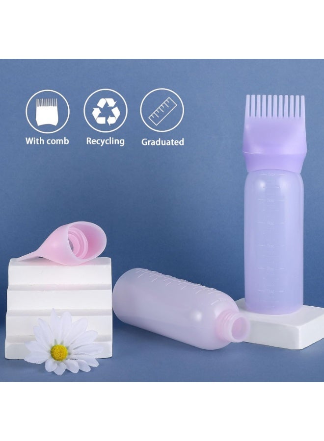 زجاجة توزيع زيت الشعر من بيمويز، 6 أونصة، فرشاة توزيع زيت الشعر مع مقياس متدرج - متعددة الألوان - Image 3