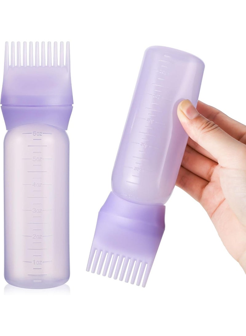 زجاجة توزيع زيت الشعر من بيمويز، 6 أونصة، فرشاة توزيع زيت الشعر مع مقياس متدرج - متعددة الألوان - Image 1