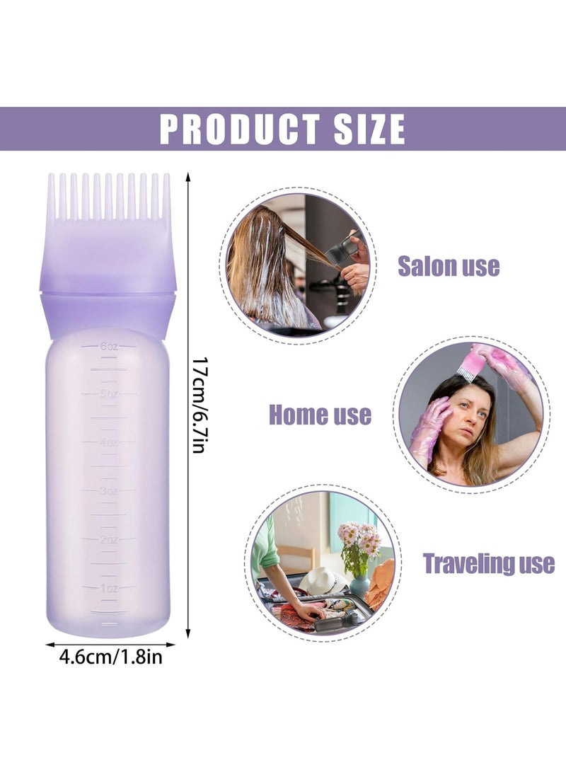 زجاجة توزيع زيت الشعر من بيمويز، 6 أونصة، فرشاة توزيع زيت الشعر مع مقياس متدرج - متعددة الألوان - Image 2