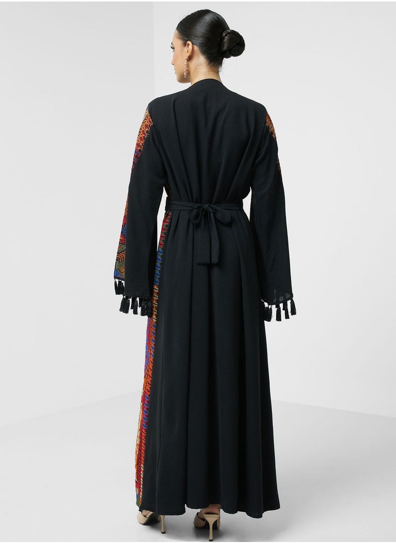 hayas closet - Embroidered Belted Abaya - Image 1