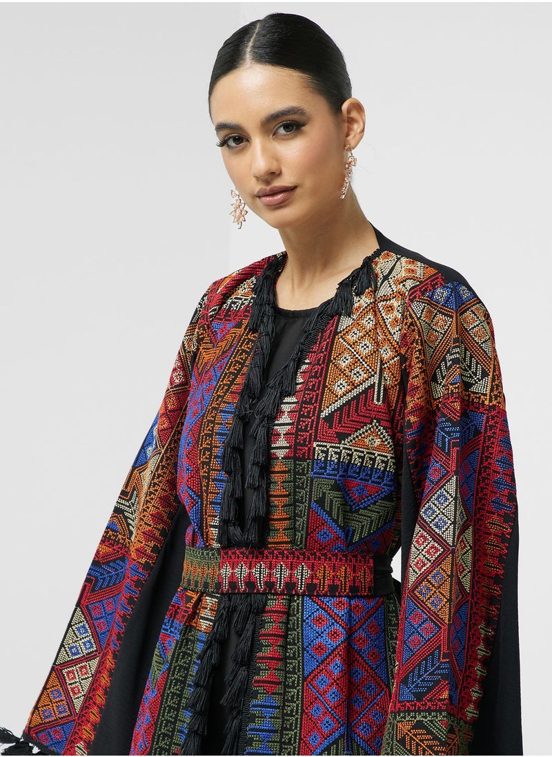 hayas closet - Embroidered Belted Abaya - Image 1
