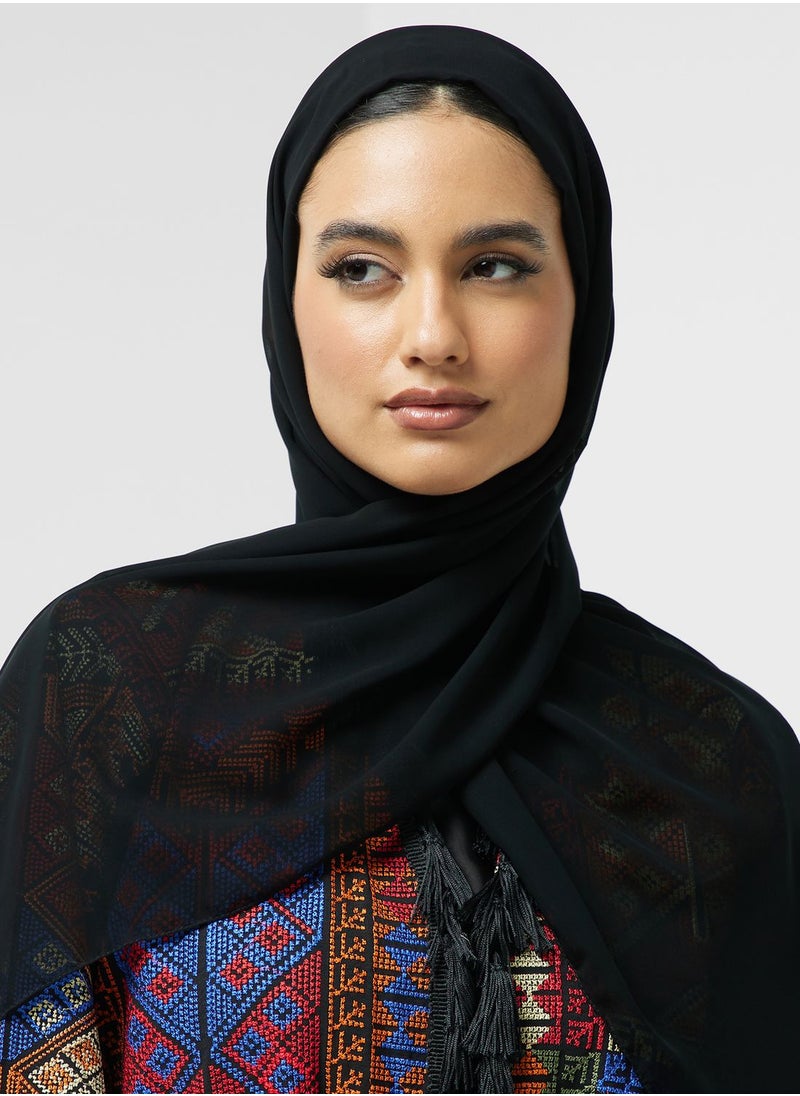 hayas closet - Embroidered Belted Abaya - Image 1