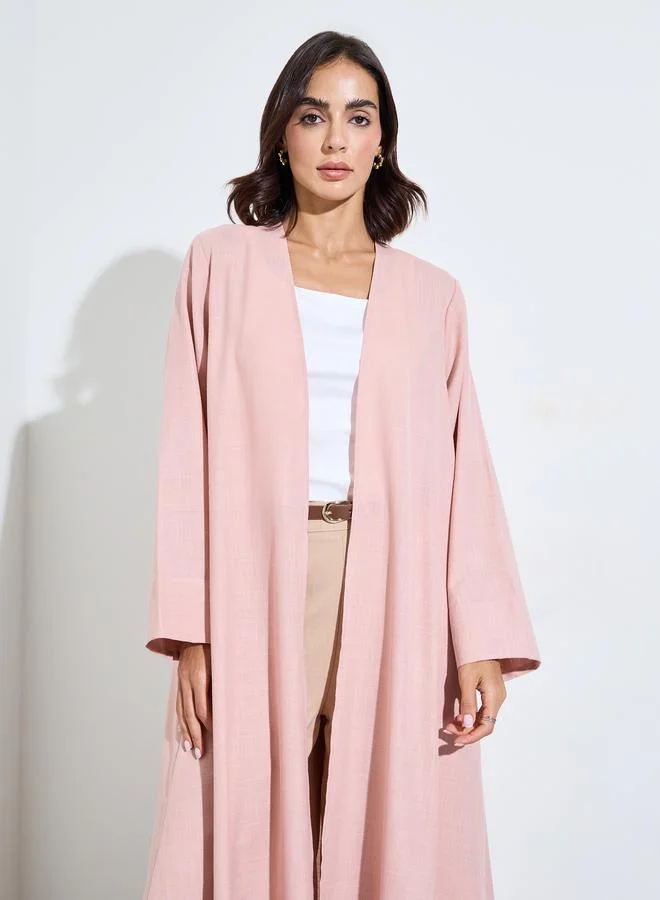 أميرة Linen Abaya With Wide Sleeve Cuff