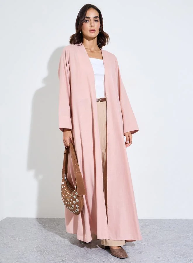 أميرة Linen Abaya With Wide Sleeve Cuff