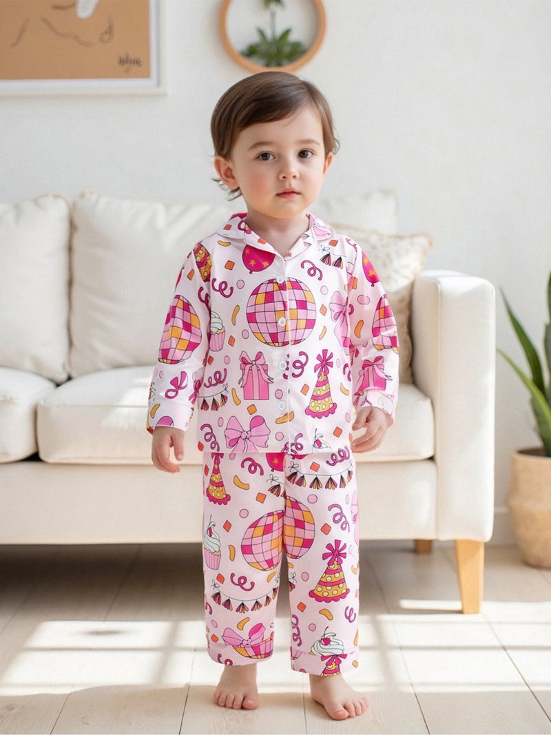 2Pcs Pajamas Sets for Toddler Girls Cute Birthday Party Nightwear Long Sleeve Button Down Tops with Pants Sleepwear - Image 1