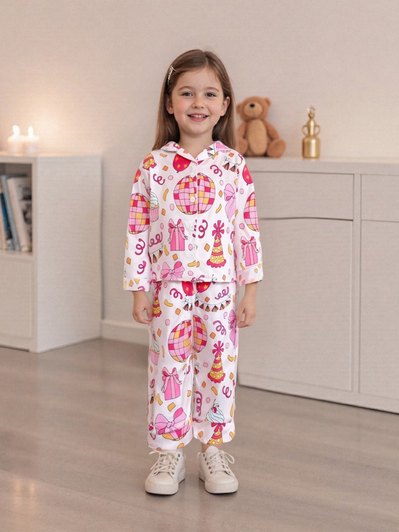 2Pcs Pajamas Sets for Toddler Girls Cute Birthday Party Nightwear Long Sleeve Button Down Tops with Pants Sleepwear - Image 5