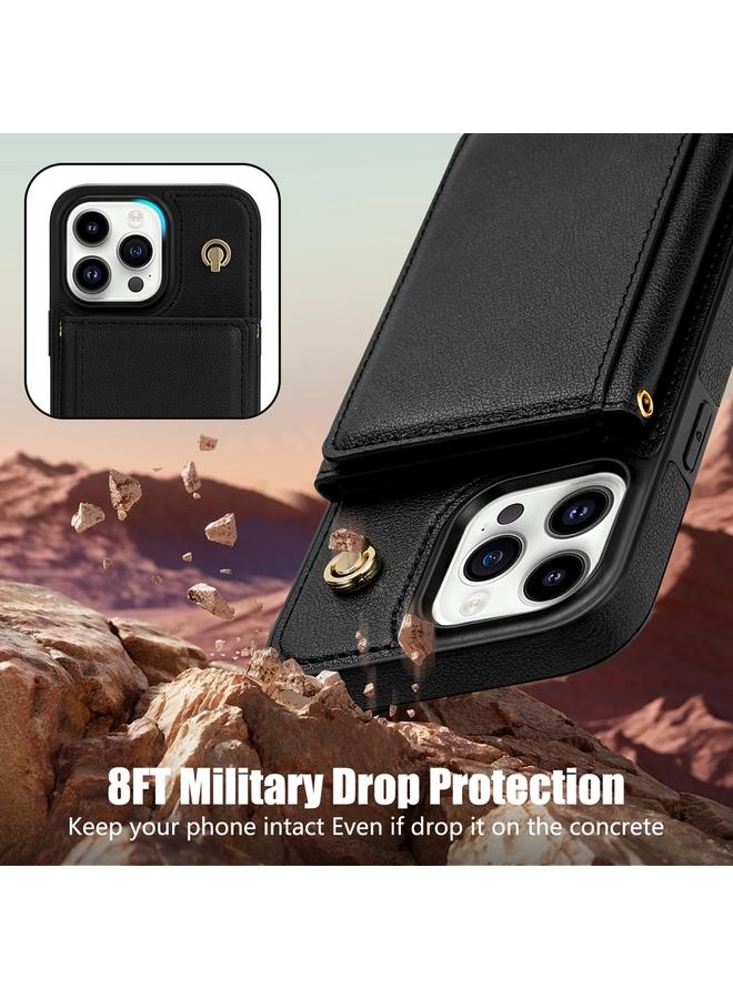 اس-توب حافظة لهاتف iPhone 13 Pro Max، حافظة بطاقات ثلاثية الطي مع حبل طويل - Image 5
