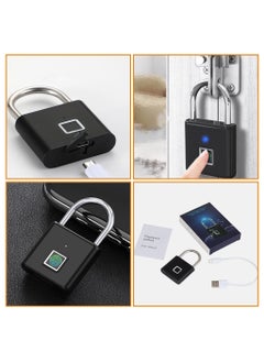 Generic Smart Fingerprint Padlock Outdoor Waterproof and Rust-proof Electronic Head Anti-theft Code (black) Locker Security Storage Cabinet Multi-use  - Image 3