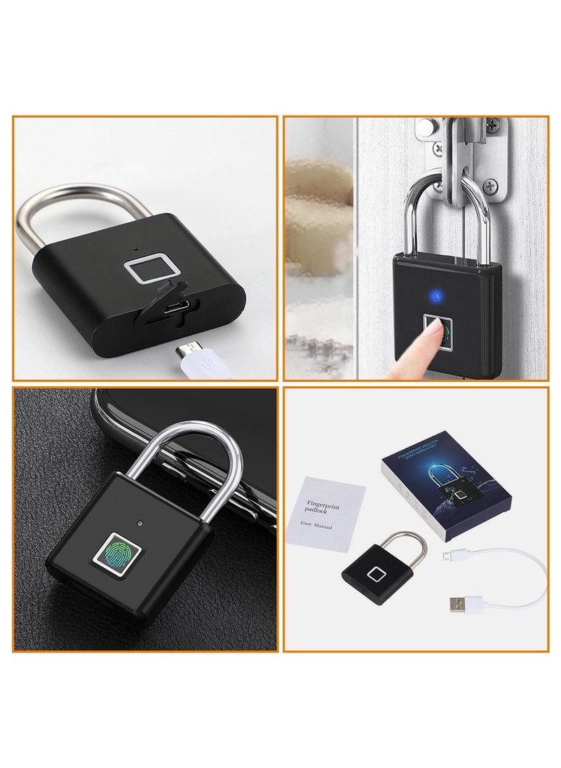 Generic - Smart Fingerprint Padlock Outdoor Waterproof and Rust-proof Electronic Head Anti-theft Code (black) Locker Security Storage Cabinet Multi-use - Image 1