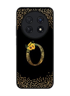 Stylizedd Rugged Black edge case for Huawei nova 12i 4G, Slim fit Flexible Thin Cover - Custom Monogram Initial Letter Floral Pattern Alphabet - O ( Black )  - Image 1