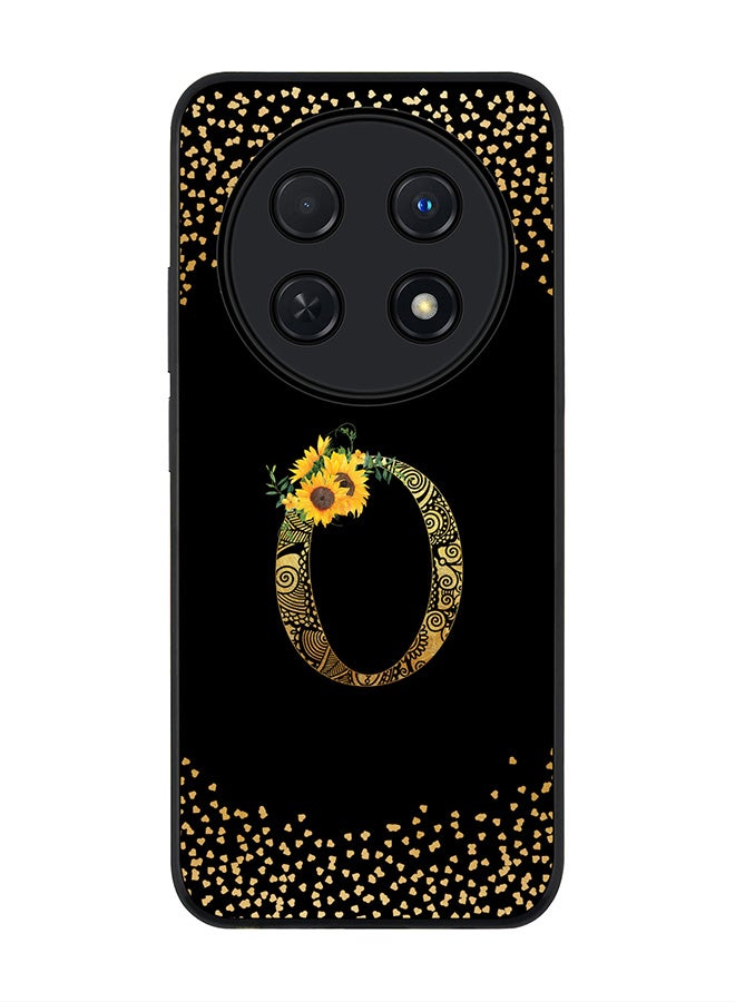 Stylizedd Rugged Black edge case for Huawei nova 12i 4G, Slim fit Flexible Thin Cover - Custom Monogram Initial Letter Floral Pattern Alphabet - O ( Black ) - Image 1