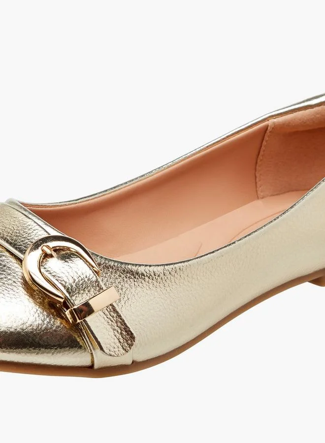 Little Missy GOLD Buckle Accent Ballerina Shoes for Women | Best Price UAE