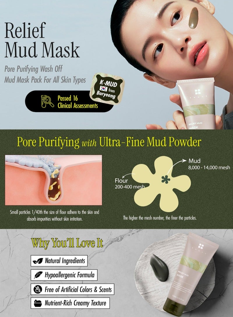 BRMUD Relief Mud Mask | Celeb's Choice Mud Mask - Body Mud Hydrating & Moisturizing Deep Pore Cleanser Face & Body Mask w/ 91.8% Nature-Derived Ingredients - K Beauty Body Mud (110ml) - Image 2