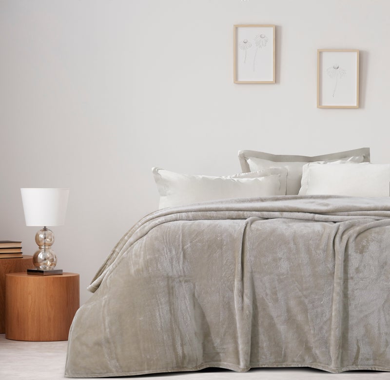 MORANO Viva Soft Blanket | Double Size 220x240 cm | Lightweight 250 gsm | Color - Warm Café Beige | Ideal for Beds, Sofa or Travel - Image 1
