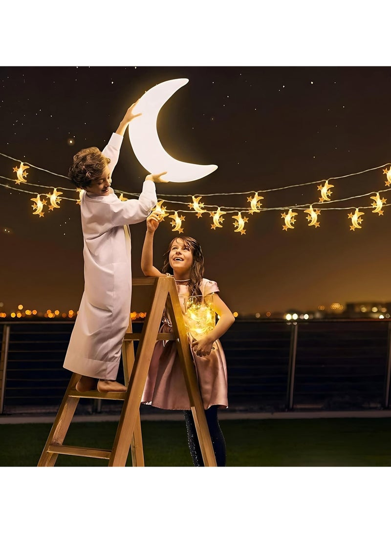 Versatile LED Star Lights - 10 Feet Waterproof String Lights with 20 Bright Bulbs, Perfect for Weddings, Ramadan Decorations, Creating Warm Atmosphere Indoor Outdoor (1 Branch Crescent and Star) - Image 4