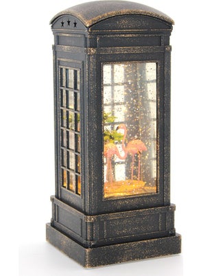 Solar Outdoor Phone Booth Flamingo Snow Globe Lighted 020-294