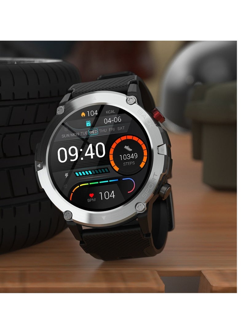 AROAQ Smart Watch Code21 With Bluetooth Calling, Fitness Tracker With Heart Rate Monitor, Multifunctional Waterproof Sleep Smart Watch For Men, Silver shell (Milan silver + black silicone) - Image 2