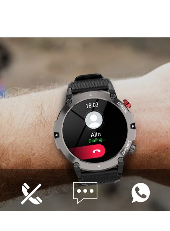 AROAQ Smart Watch Code21 With Bluetooth Calling, Fitness Tracker With Heart Rate Monitor, Multifunctional Waterproof Sleep Smart Watch For Men, Silver shell (Milan silver + black silicone) - Image 3