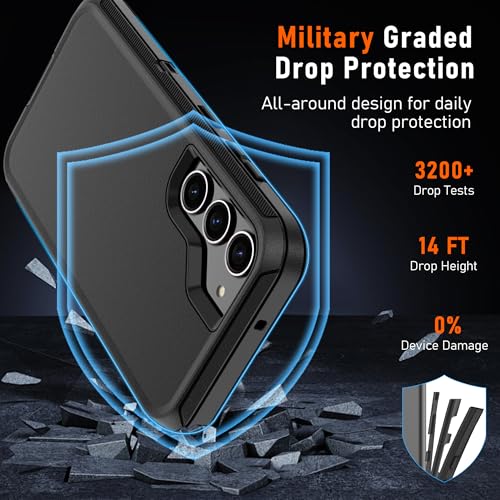 Pilaru for Samsung Galaxy S23 Case : 14FT Military Grade Drop Protection & Anti-Slip Design S23 Phone Case with 2Pc HD Screen Protector,Shockproof/Dustproof/DropProof Protective Case for S 23-Black - Image 4