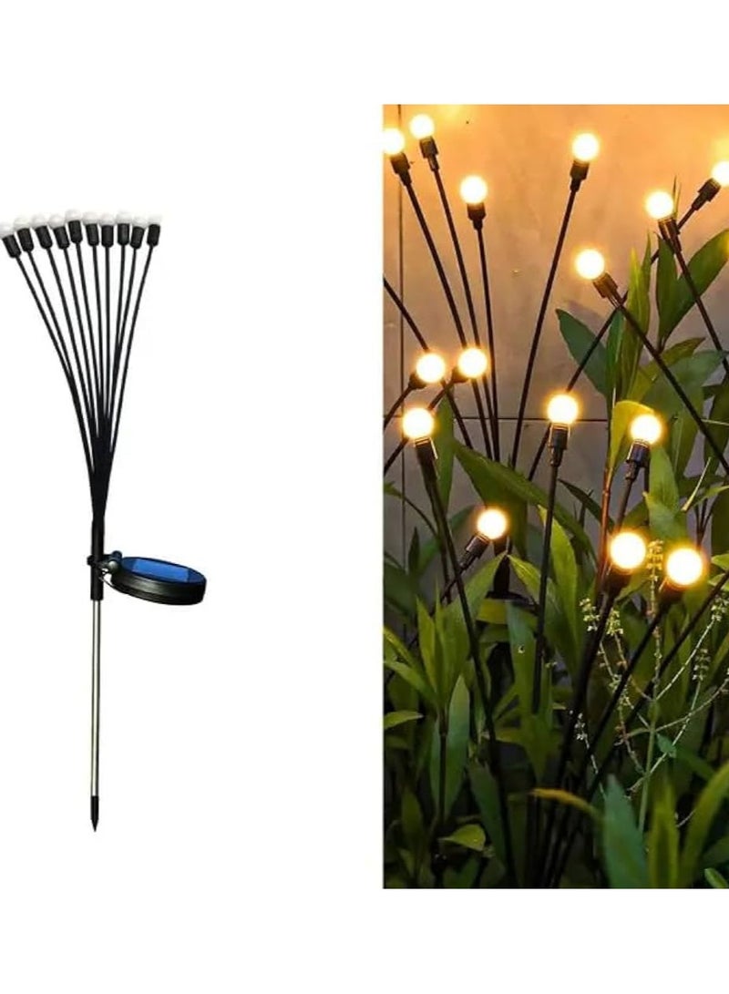 أضواء الحديقة الشمسية الجديدة، أضواء اليراع التي تعمل بالطاقة الشمسية في الهواء الطلق مقاومة للماء، أضواء الطاقة الشمسية الخارجية لديكورات الفناء، الفناء الخارجي - أبيض دافئ - Image 1