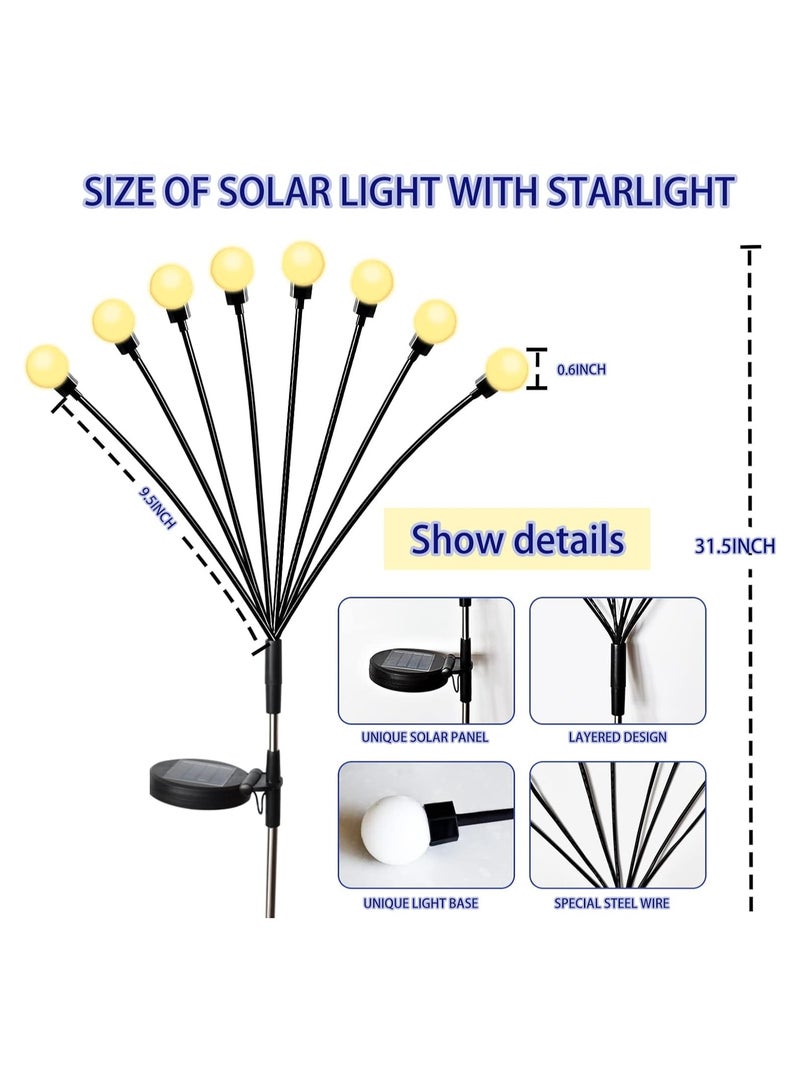 أضواء الحديقة الشمسية الجديدة، أضواء اليراع التي تعمل بالطاقة الشمسية في الهواء الطلق مقاومة للماء، أضواء الطاقة الشمسية الخارجية لديكورات الفناء، الفناء الخارجي - أبيض دافئ - Image 2