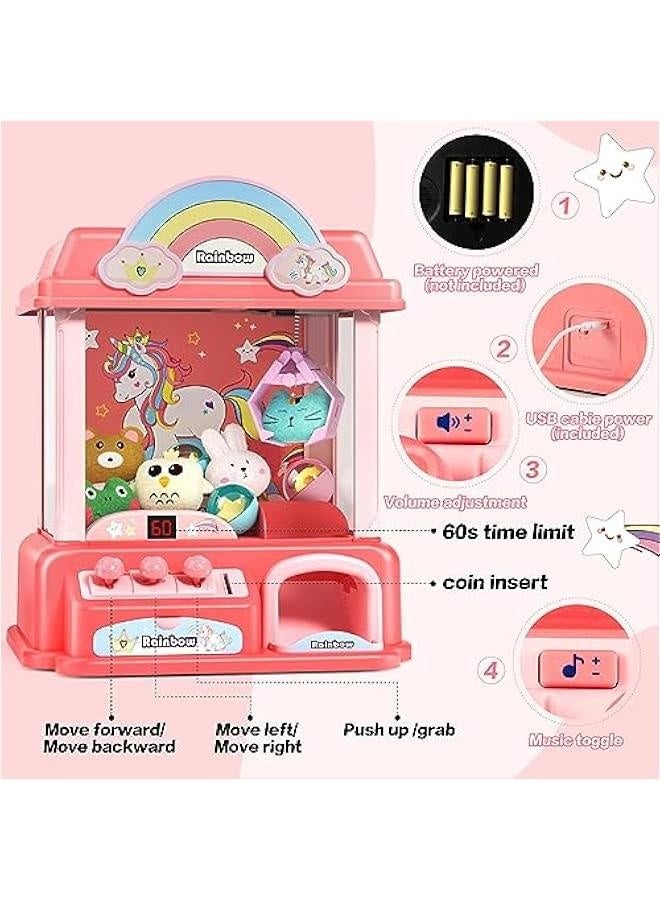 Claw Machine for Kids, Mini Vending Machines Arcade Candy Indoor Claw Game Prizes Toy, Electronic Pink Cool Fun Things Small Christmas Toys for Girls, Gifts for Girl 5 6 7 8 9 10 Year Old - Image 3