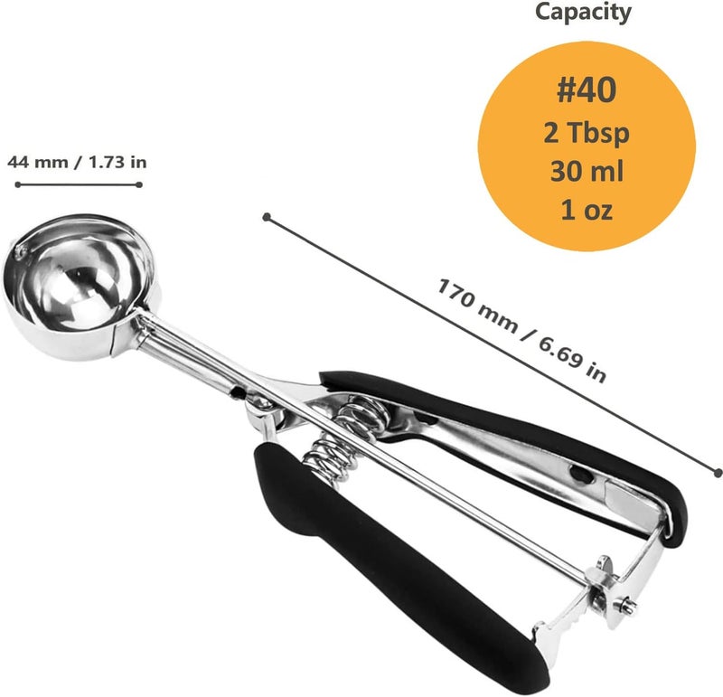 LLESCA Cookie Scoop, Ice Cream Scoop, 2 Tbsp/ 30 ml/ 1 oz Cookie Scoop for Baking, 18/8 Stainless Steel Ice Cream Scooper with Trigger Release, Cookie Dough Scoop with Non-slip Grip (#40/2Tbsp) - Image 5
