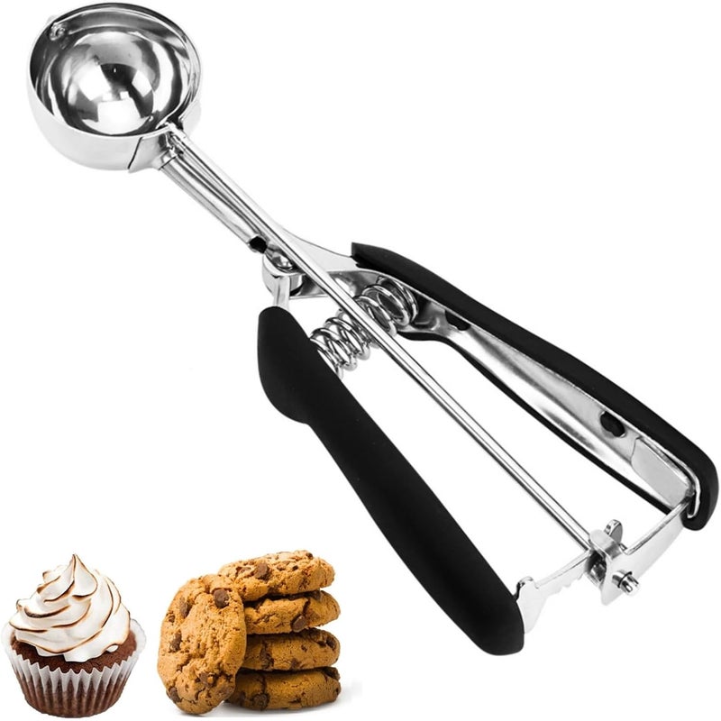 LLESCA Cookie Scoop, Ice Cream Scoop, 2 Tbsp/ 30 ml/ 1 oz Cookie Scoop for Baking, 18/8 Stainless Steel Ice Cream Scooper with Trigger Release, Cookie Dough Scoop with Non-slip Grip (#40/2Tbsp) - Image 1