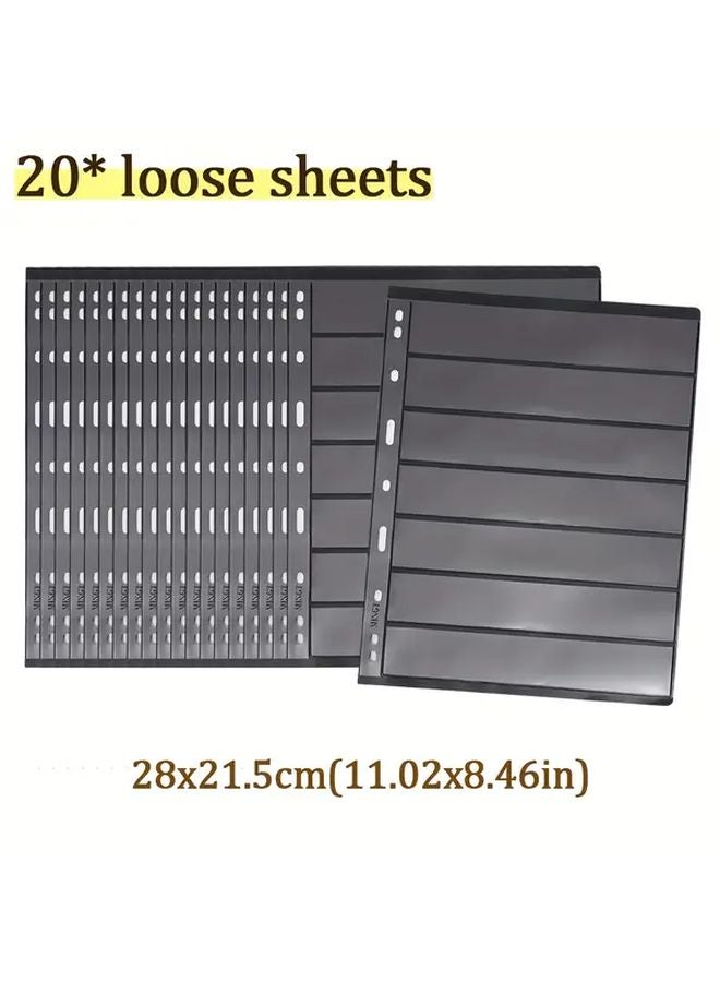 20 Pcs Black PVA Stamp Collectible Pages 7 Line Divided Sheets For Organized Storage - Image 1