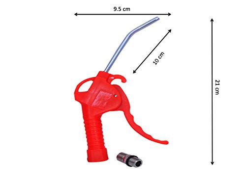 Jon Bhandari Tools Pistol Grip Air Duster Blow Gun – Red Plastic Body with Iron Extended Nozzle, 1/4” NPT Connector – High Pressure Air Blower for Dust, Debris & Moisture – Compact & Lightweight - Image 3
