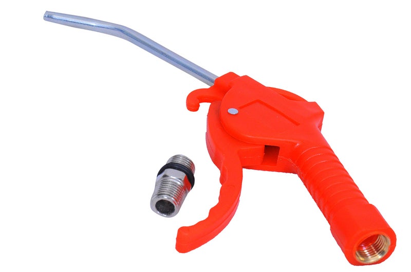 Jon Bhandari Tools Pistol Grip Air Duster Blow Gun – Red Plastic Body with Iron Extended Nozzle, 1/4” NPT Connector – High Pressure Air Blower for Dust, Debris & Moisture – Compact & Lightweight - Image 4