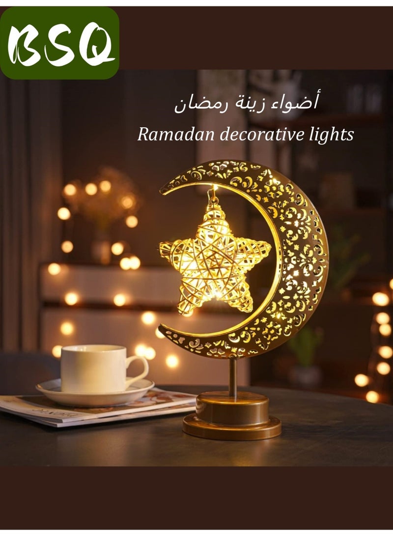 BSQ Ramadan Decorative LED Lights | Moon and Star Table Lamp | Moon Light | Magic Moon Light | Bedroom Half-Moon Light | Wireless Ramadan Moon-Shaped Table Lamp | Bedside Night Light | Suitable for Bedroom, Dining Room, Living Room, Party, Children's Room, and Office Decoration - Image 2