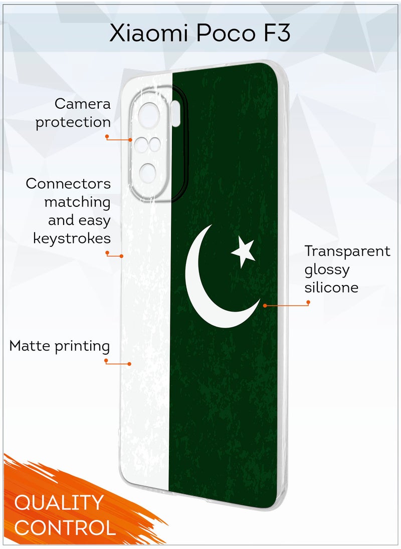 MOBILIUS - for Poco F3 Case, Shockproof Protective Phone Case Cover for Poco F3, with Flag of Pakistan Pattern - Image 1