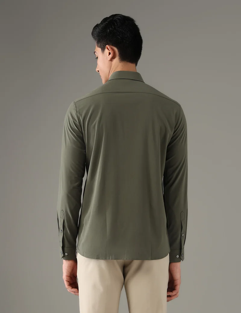 Arrow Olive Slim Fit Seersucker Shirt for Men | Best Price UAE
