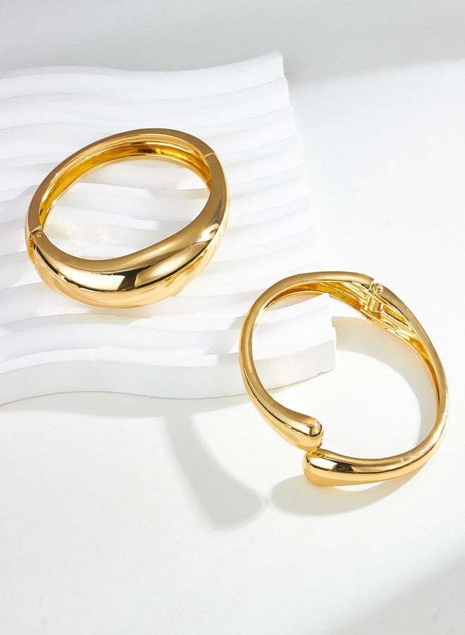 EIELO Golden Cuff Bracelets for Women Wide Thick Chunky Cuff Bangles Hinged Irregular Wrist Cuffs Bracelet Jewelry - Image 4