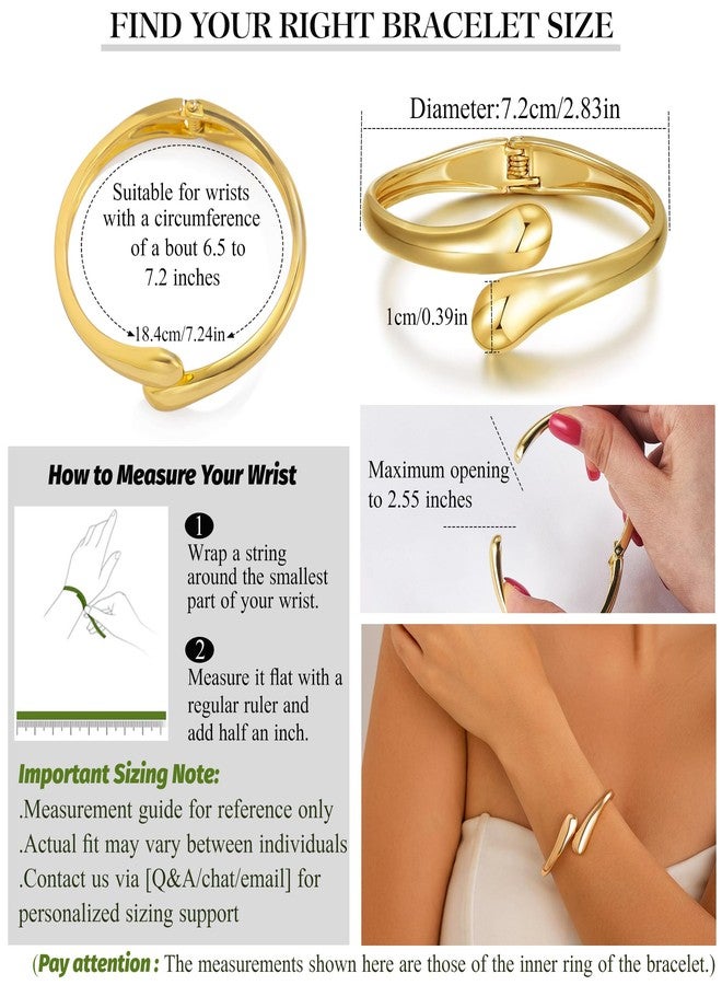 EIELO Golden Cuff Bracelets for Women Wide Thick Chunky Cuff Bangles Hinged Irregular Wrist Cuffs Bracelet Jewelry - Image 5