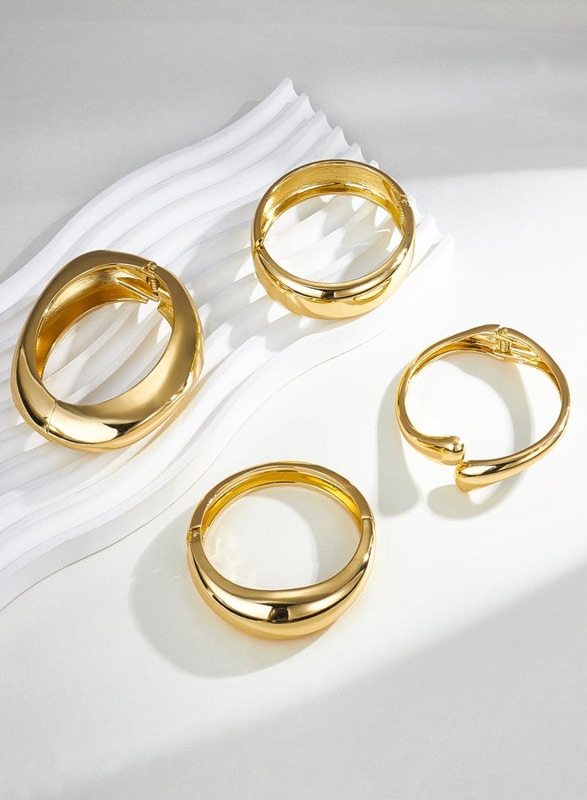 EIELO Golden Cuff Bracelets for Women Wide Thick Chunky Cuff Bangles Hinged Irregular Wrist Cuffs Bracelet Jewelry - Image 2