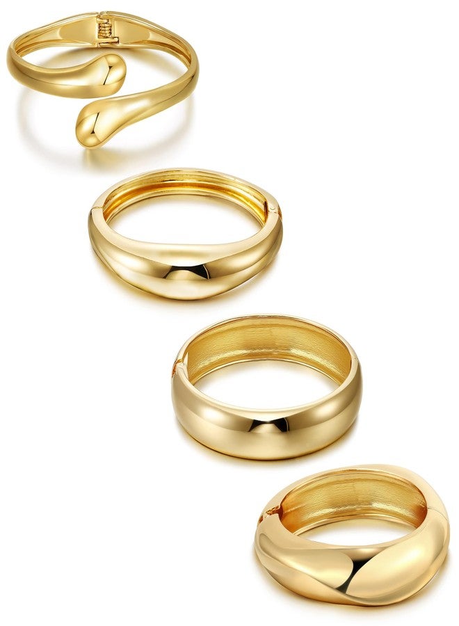 EIELO Golden Cuff Bracelets for Women Wide Thick Chunky Cuff Bangles Hinged Irregular Wrist Cuffs Bracelet Jewelry - Image 1