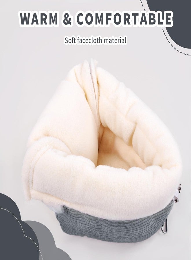 Hoopttay Small Winter Warm Bird Bed for Cage with Soft Plush Hanging Hammock & Hut Tent, Hideaway Sleeping Nest for Budgies, Cockatiels, Small Animals, and Guinea Pig Hideouts (Grey, S) - Image 5