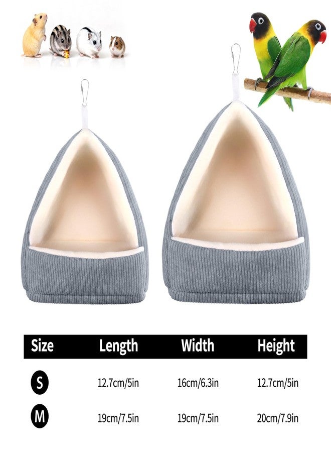 Hoopttay Small Winter Warm Bird Bed for Cage with Soft Plush Hanging Hammock & Hut Tent, Hideaway Sleeping Nest for Budgies, Cockatiels, Small Animals, and Guinea Pig Hideouts (Grey, S) - Image 2