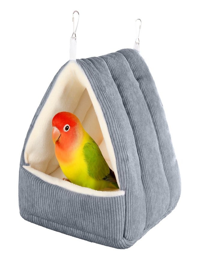 Hoopttay Small Winter Warm Bird Bed for Cage with Soft Plush Hanging Hammock & Hut Tent, Hideaway Sleeping Nest for Budgies, Cockatiels, Small Animals, and Guinea Pig Hideouts (Grey, S) - Image 1