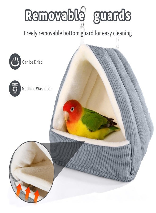 Hoopttay Small Winter Warm Bird Bed for Cage with Soft Plush Hanging Hammock & Hut Tent, Hideaway Sleeping Nest for Budgies, Cockatiels, Small Animals, and Guinea Pig Hideouts (Grey, S) - Image 4