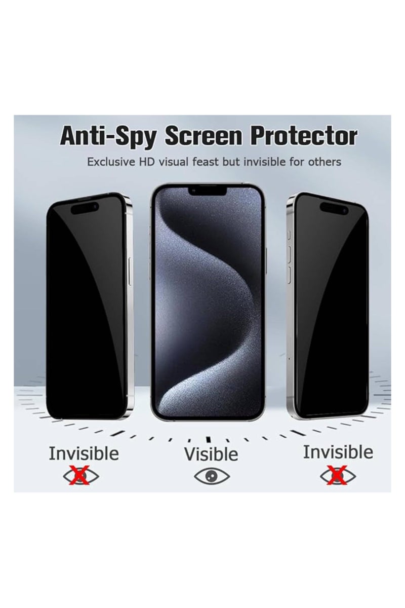 Privacy Screen Protector Compatible with iPhone 15 Pro Max 9H Tempered Glass - Advanced Edge Protection Easy to Install, Anti-Spy, Scratch Resistant 2-Pack - Image 2