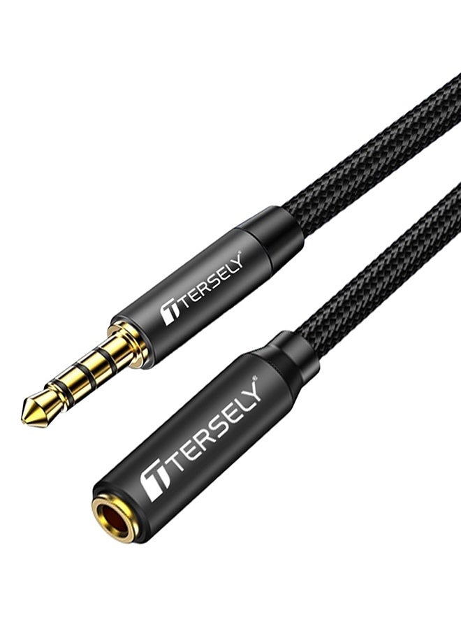 Tersely 3.5mm Gold-Plated 1M/3.3FT Audio MIC 4-Pole TRRS Extension Cable Aux Cord, [1 Pack] Nylon Braided Male to Female for Headphones,Car Home Stereos,Speaker,iPod,Samsung,Sony,Tablets & More - Image 1