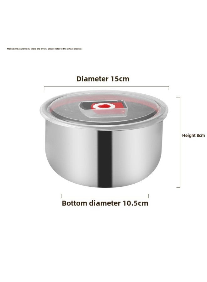 Special Thick Stainless Steel Lunch Box With Lid Portable Refrigerator Storage Box Lunch Box Refrigerated Storage Box Fresh-keeping Box-Specifications:15cm Small Fresh-keeping Bowl  - Image 1