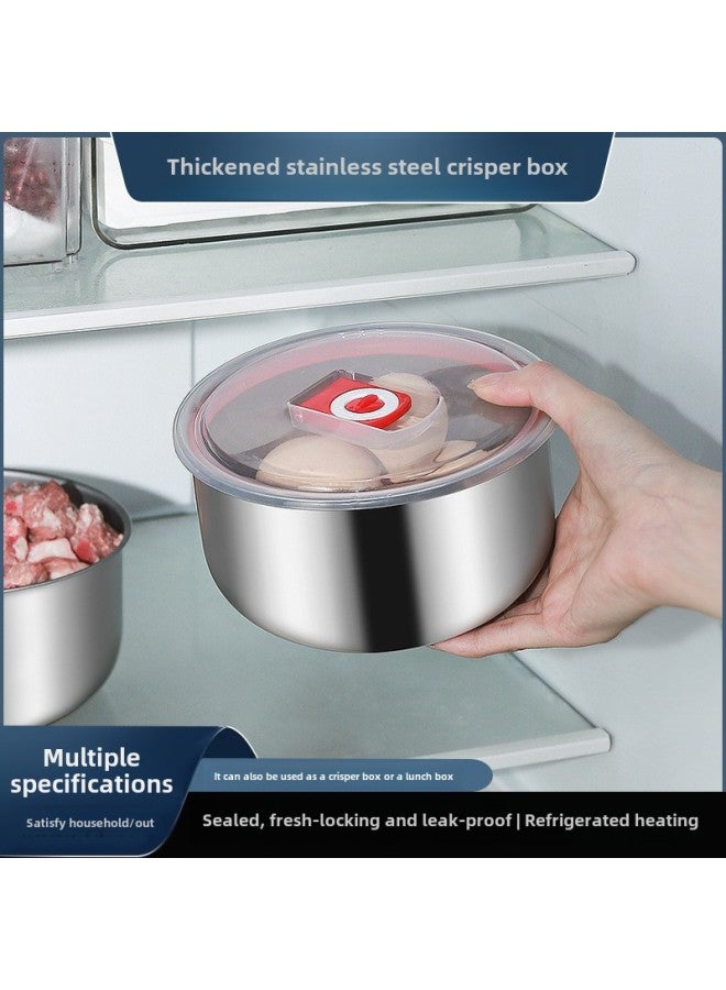Special Thick Stainless Steel Lunch Box With Lid Portable Refrigerator Storage Box Lunch Box Refrigerated Storage Box Fresh-keeping Box-Specifications:15cm Small Fresh-keeping Bowl  - Image 2