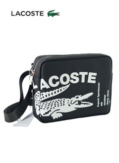 LACOSTE Lacoste black and white crocodile-print cross-body clutch  - Image 1