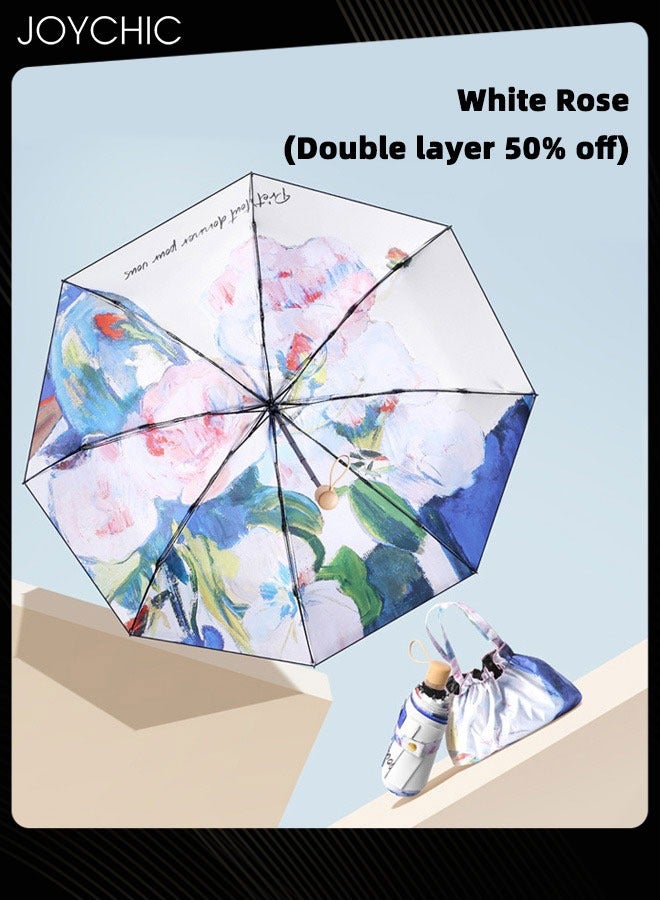 جوي شيك مظلة سفر مزودة بحماية من الأشعة فوق البنفسجية UPF 50+ مضادة للرياح ومقاومة للماء بطباعة زهور ثلاثية الطيات للنساء متعددة الألوان - Image 3