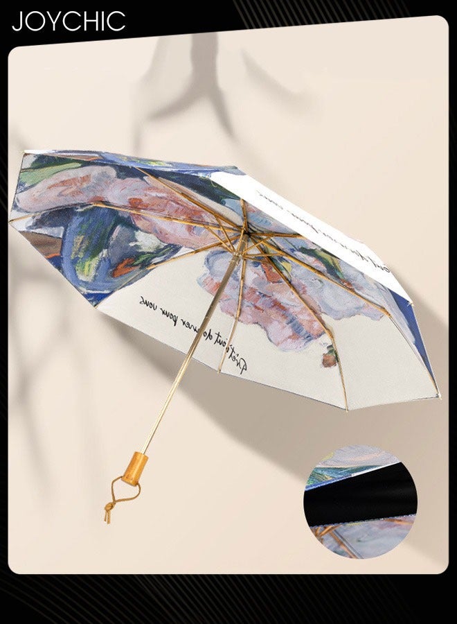 جوي شيك مظلة سفر مزودة بحماية من الأشعة فوق البنفسجية UPF 50+ مضادة للرياح ومقاومة للماء بطباعة زهور ثلاثية الطيات للنساء متعددة الألوان - Image 5